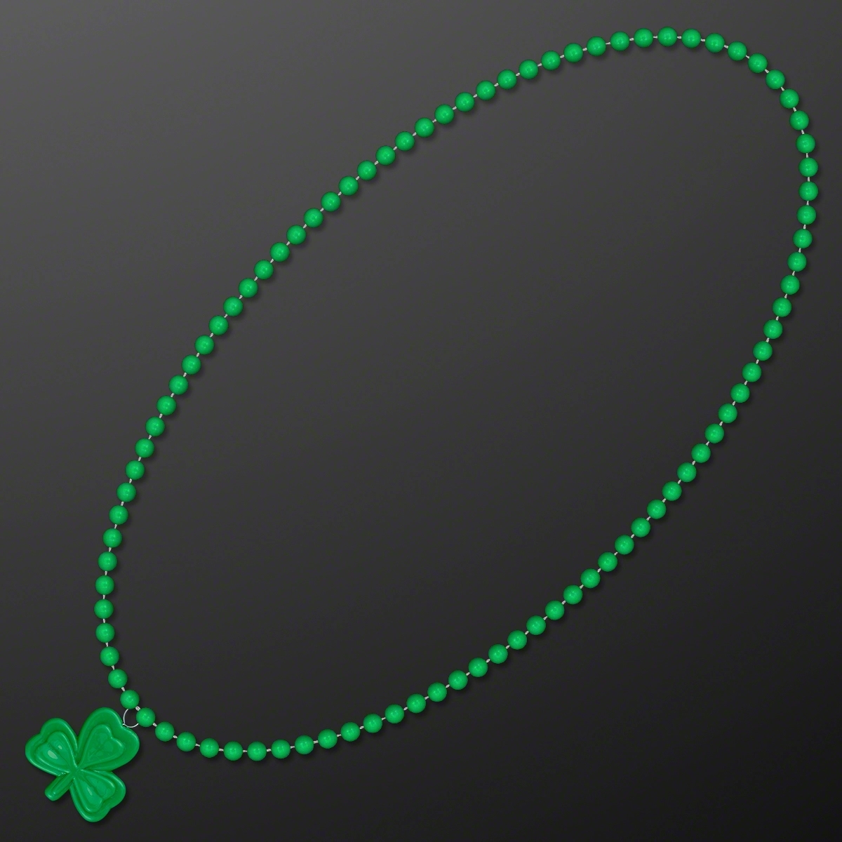 Small Shamrock Medallion Green Bead Necklace (NON-Light Up) 3