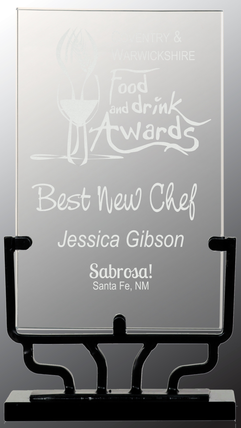 8 1/2" Vertical Rectangle Vintage Glass Award with Iron Base