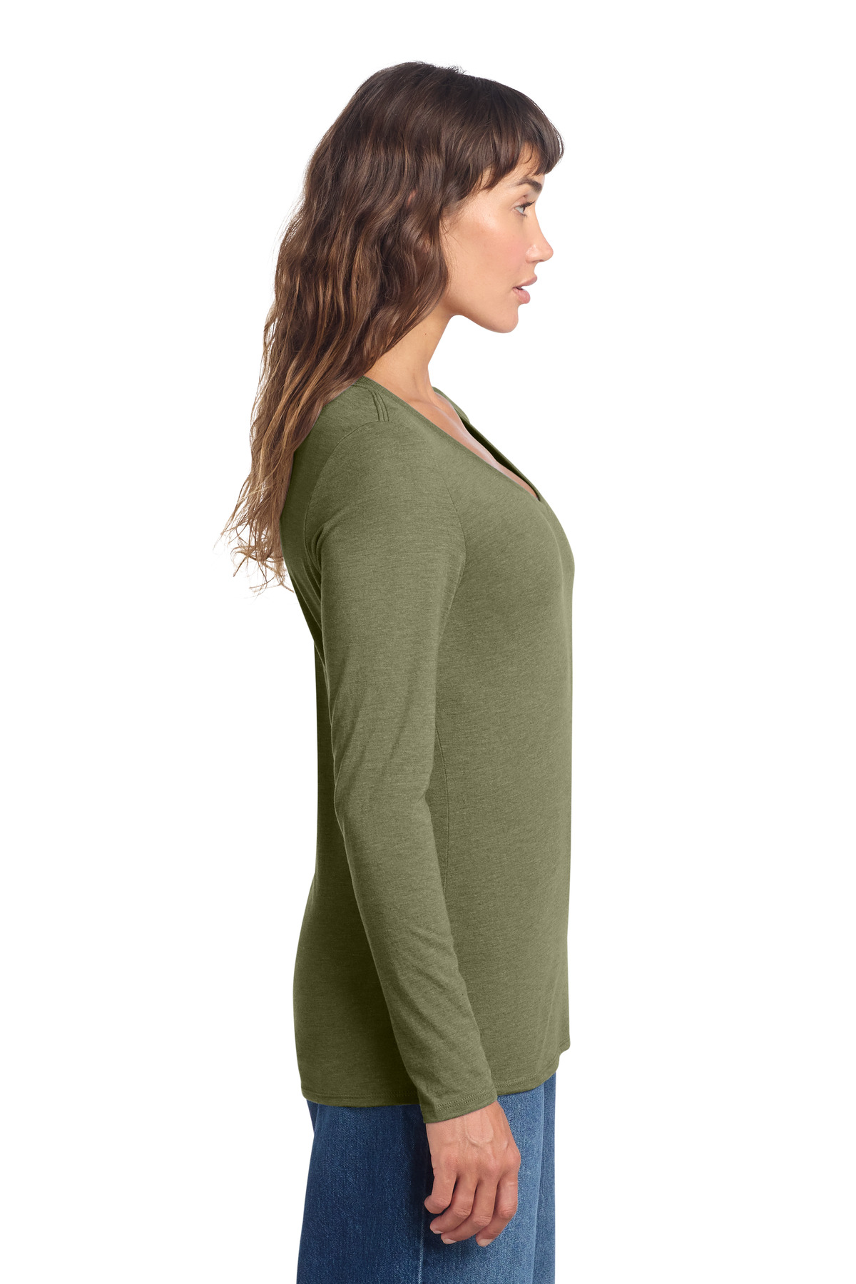 District Women's Perfect Tri Long Sleeve V-Neck Tee DT135 3