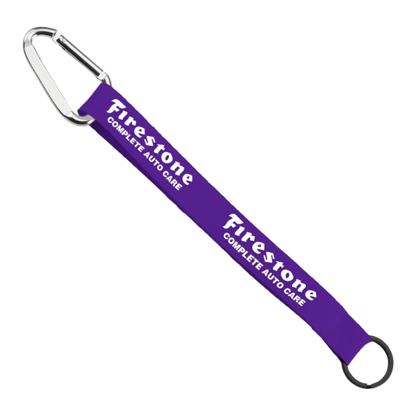 3/4" Sewn Polyester Keychain with Metal Split-Ring and Carabiner 99