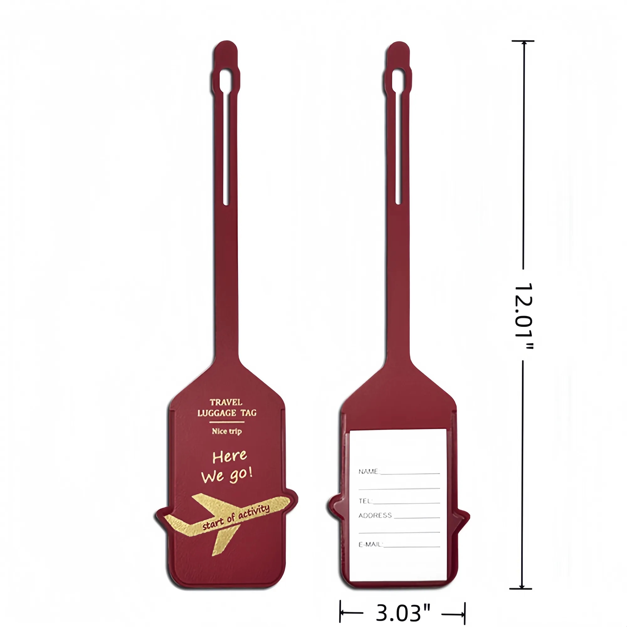 Double Sided PU Leather Luggage Tag For Travel 4
