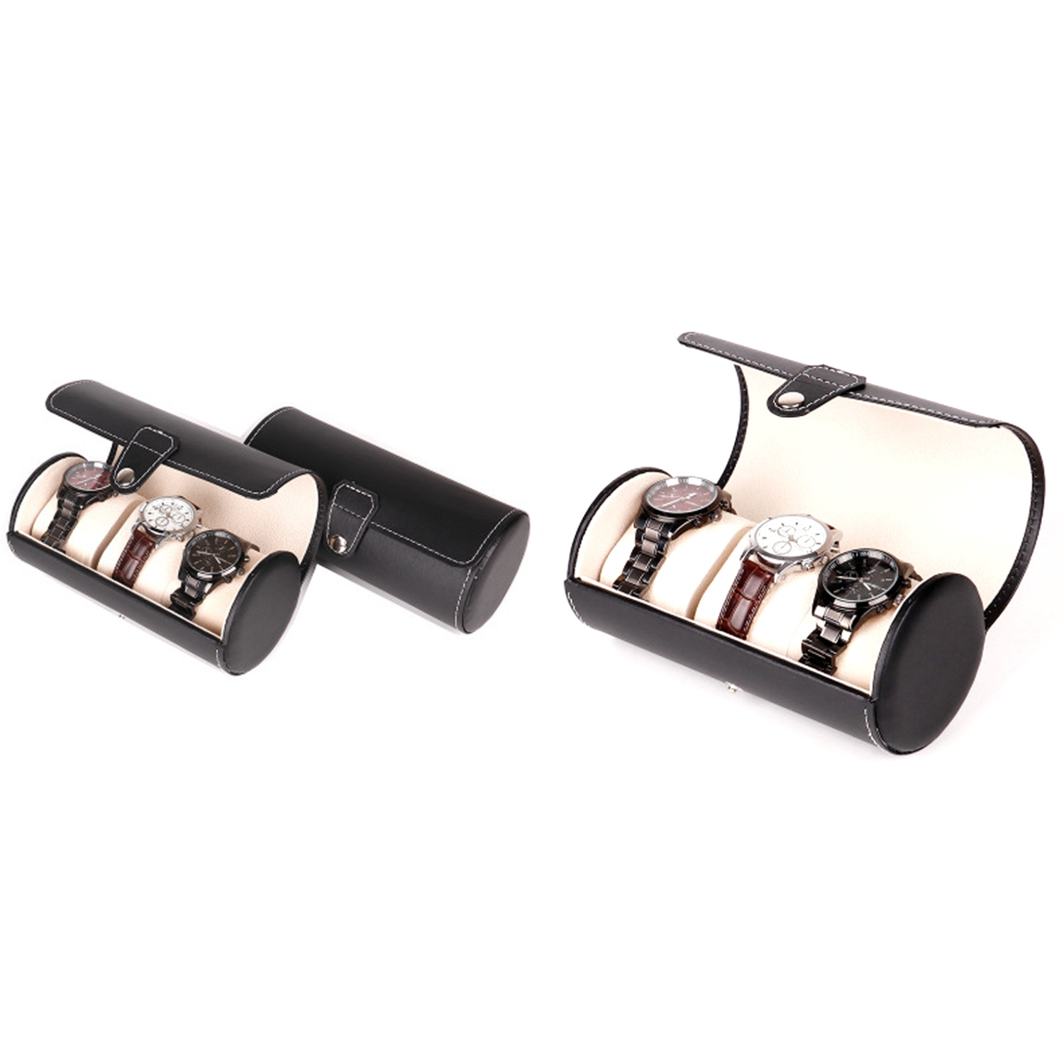 Pu Leather Travel Watch Roll Organizer Display Case 5