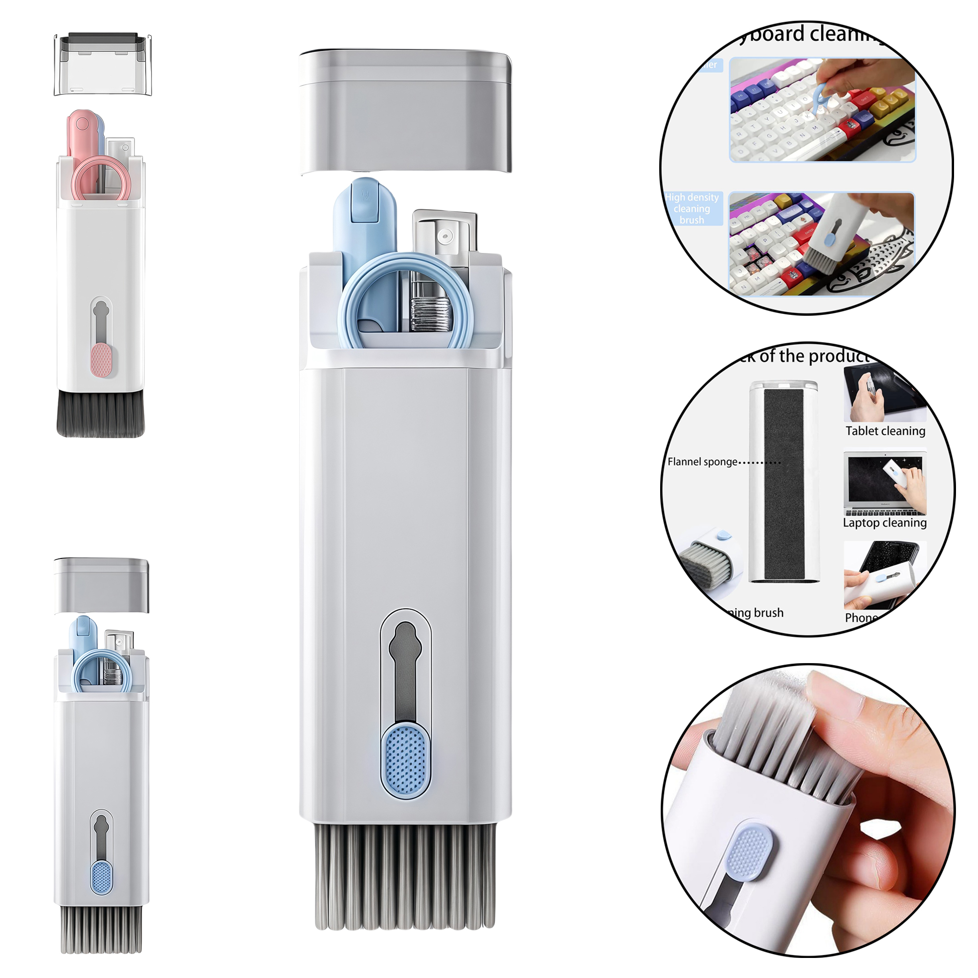 7-in-1 Multi-Function Keyboard Cleaner Brush Set for PC Bluetooth Earphone Screen Dust Removal. 4