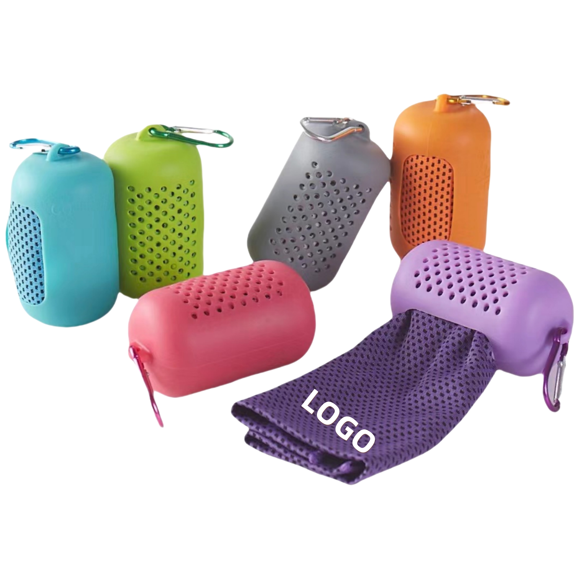 Portable Quick-Drying Towel with Silicone Case and Carabiner 2