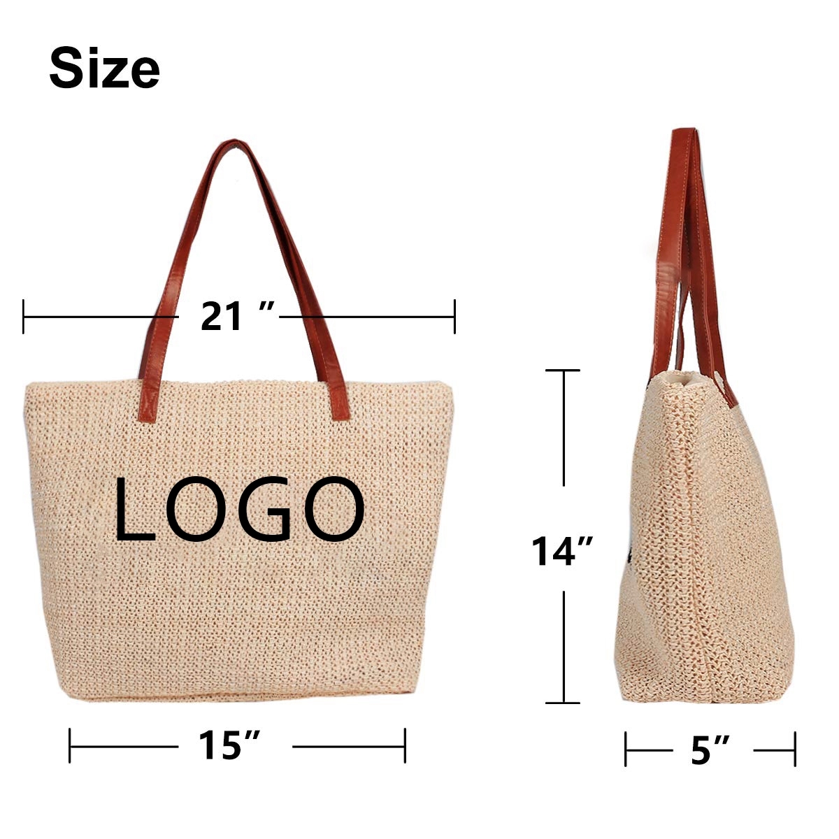 Straw Tote Beach Zipper Bag 2