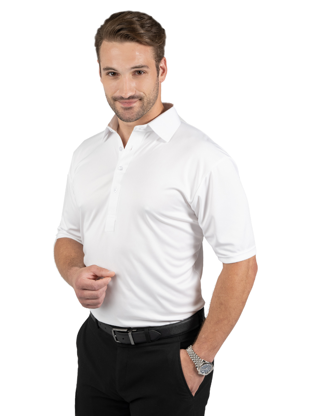 Blue Generation - Men's Pocketless Bonded Collar Dress Polo 12