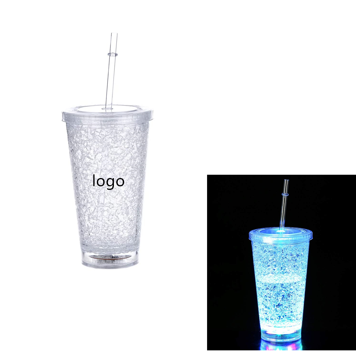 LED Shattered Tumbler Light Up Cup with Straw 2