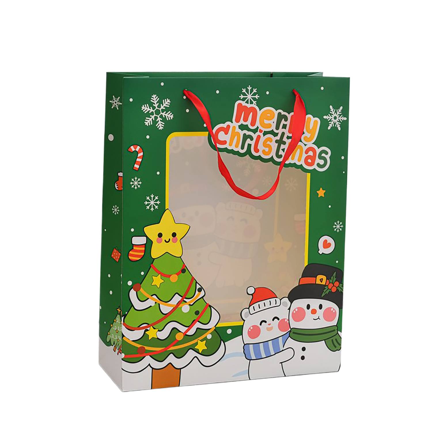 Christmas Gift Paper Bag w/ Clear Window 9