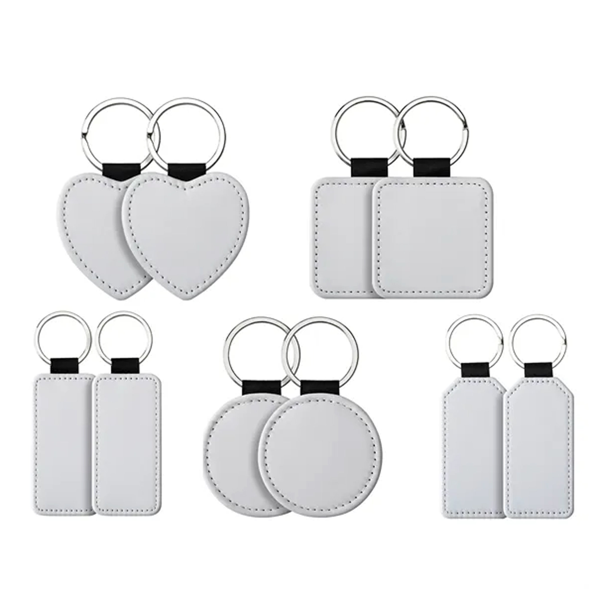 Custom PU Leather Keychain with 5 Shapes, Full Print 4