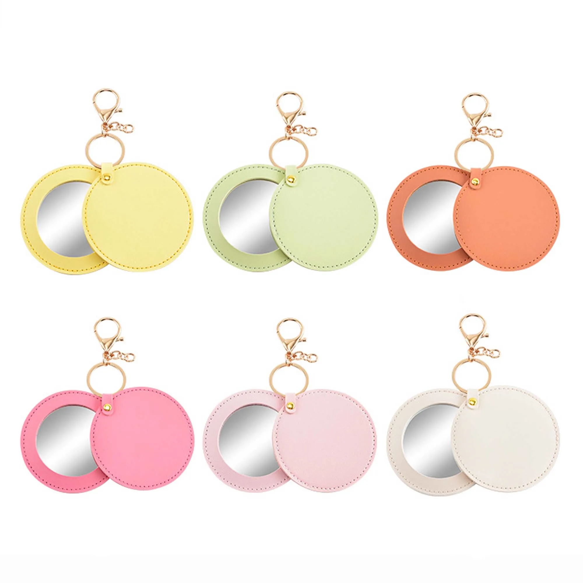 Portable Leather Double Sided Mirror Keychain 4