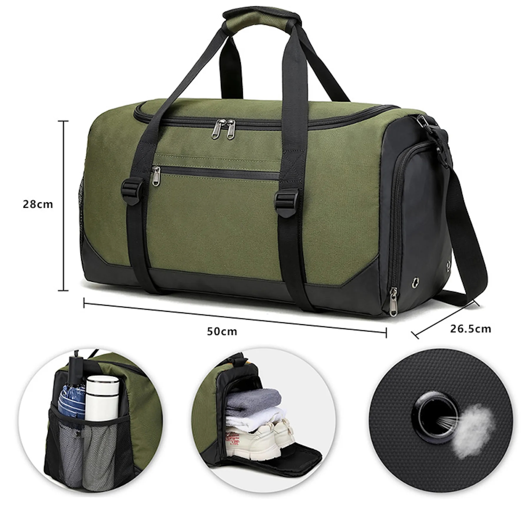 40L Waterproof Large Sports Bag w/Quick-Drying Towel Travel 6