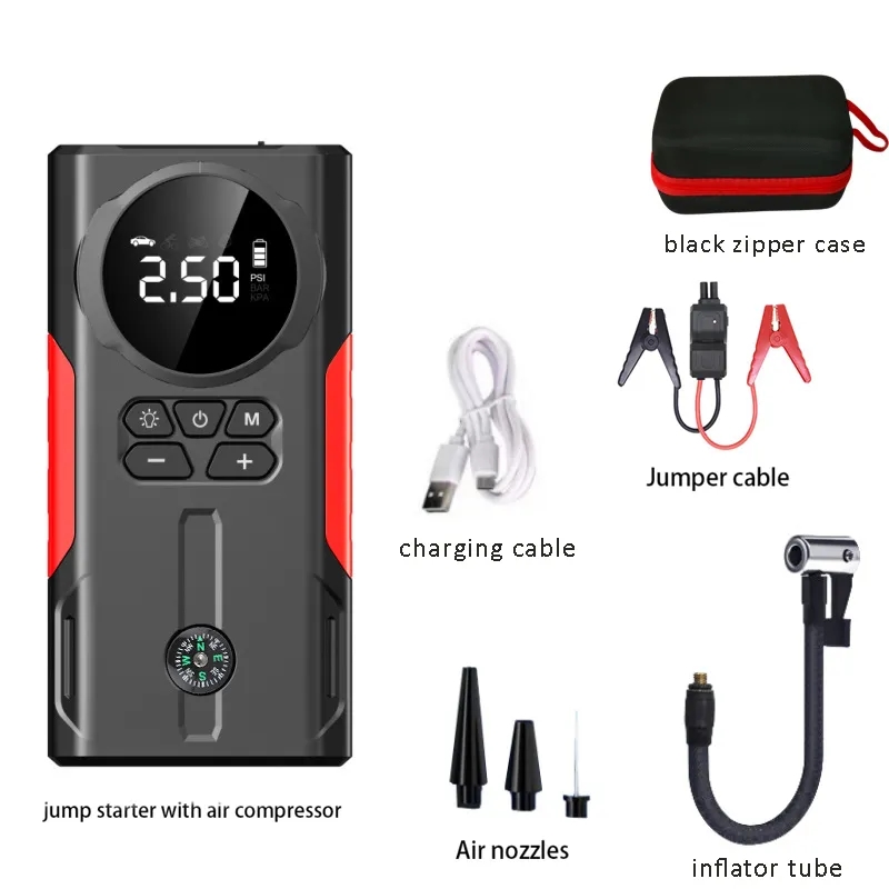 High Power Jump Starter with Air Compressor & Compass 8