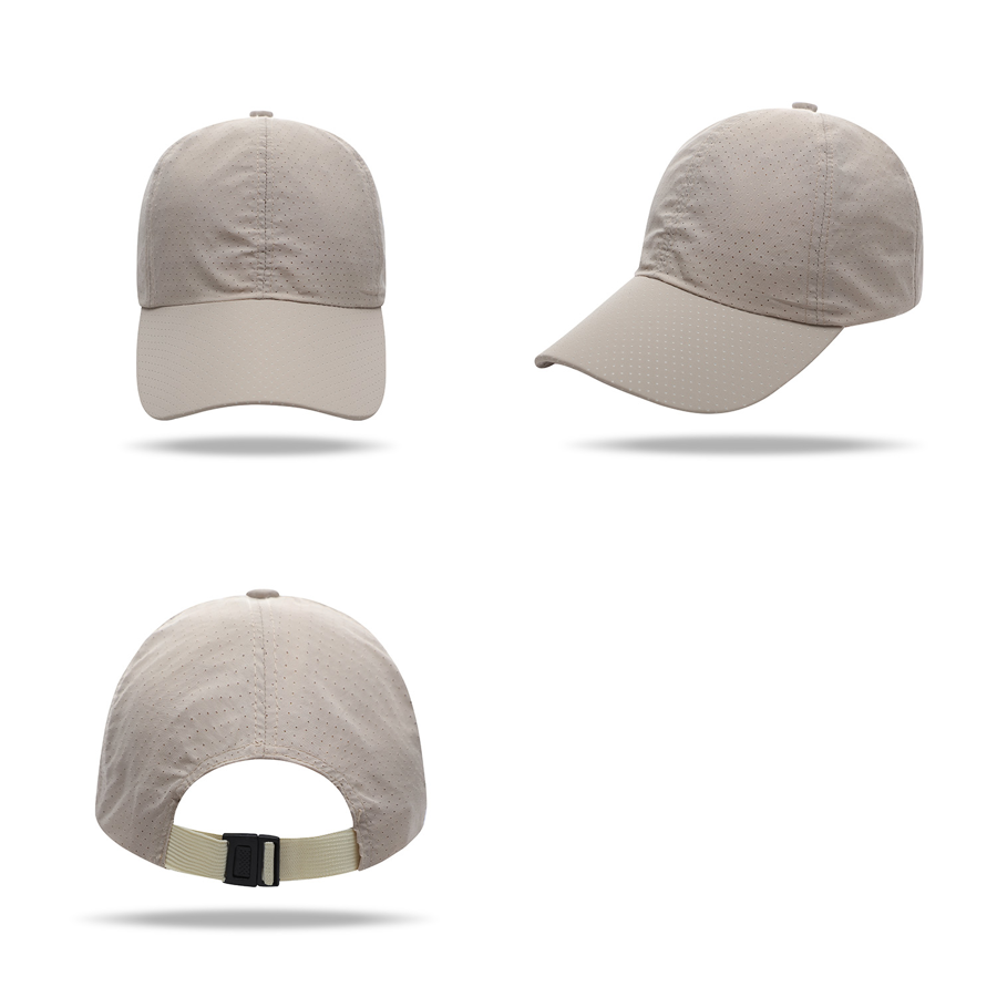 Stock Solid Color Quick Dry Poly 6 Panel Cap, Elastic Back 18