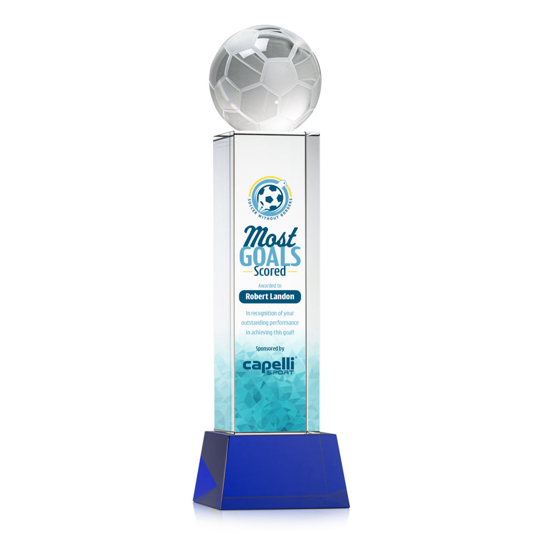 Soccer Ball VividPrint™ Award on Belcroft - Blue 3