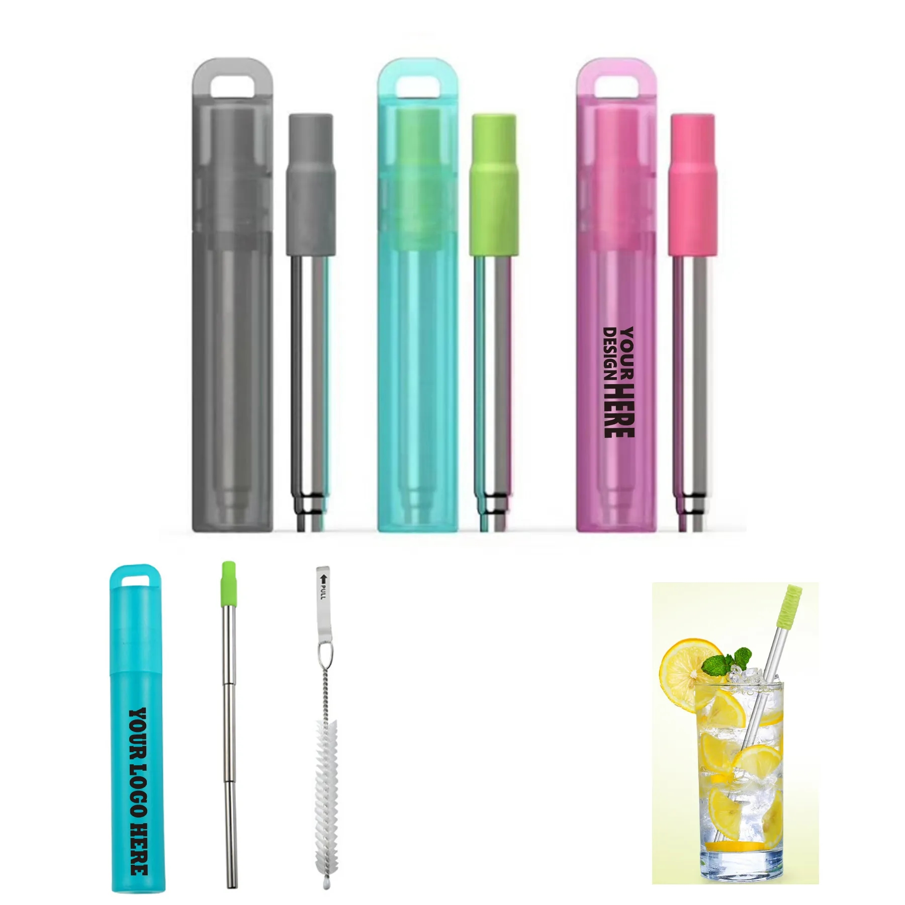 Reusable Stainless Steel Collapsible Straw Set 5