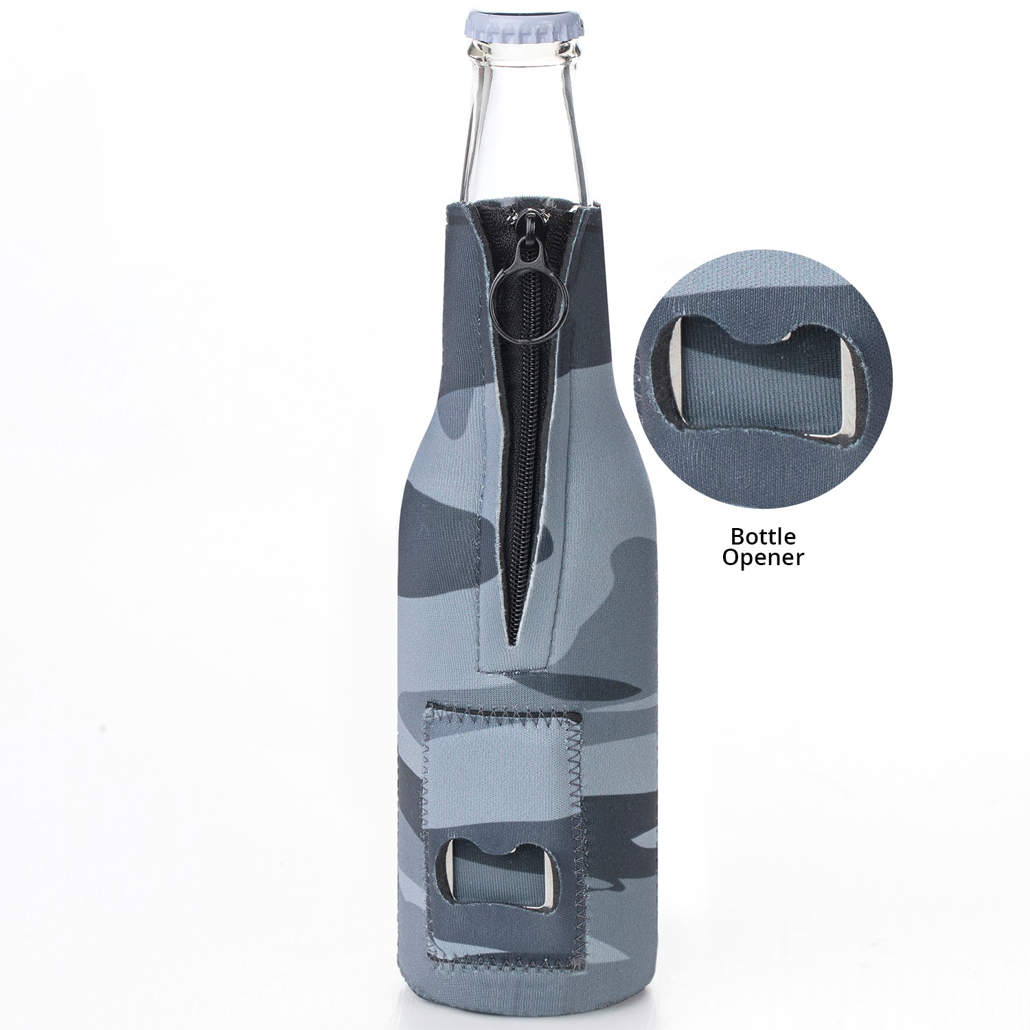 12 Oz. Neoprene collapsible camo Bottle Cooler w/ Bottle Opener 6