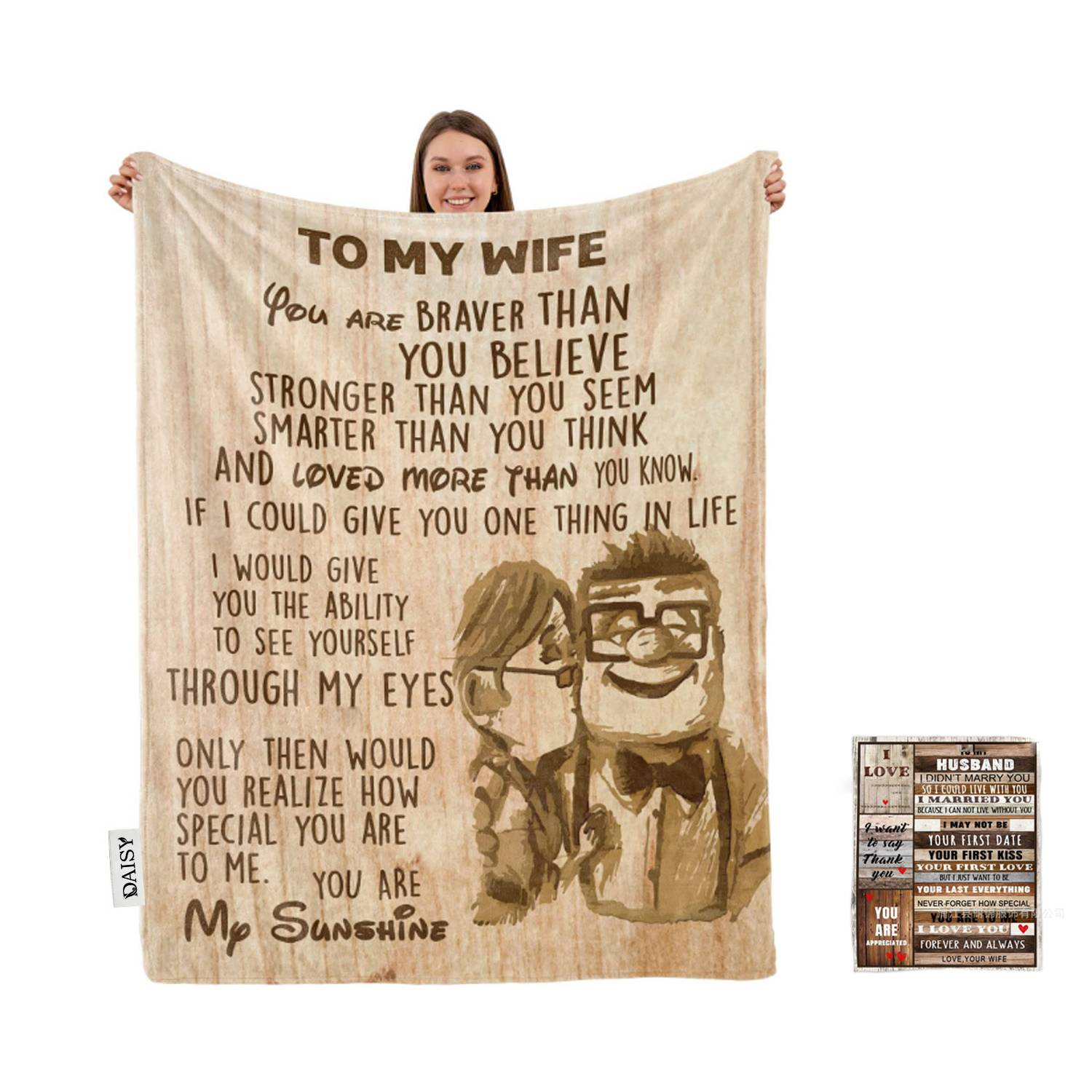 TO My Wife Gifts printed flannel blanket 2