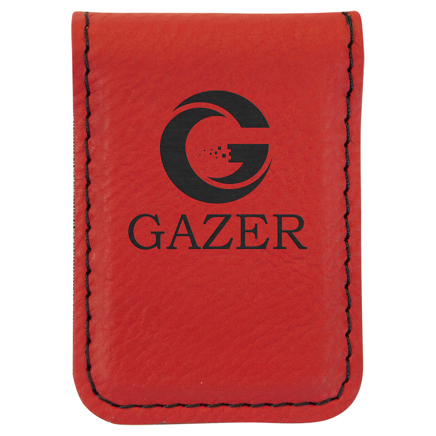 1 3/4" x 2 1/2" Red Leatherette Money Clip 1
