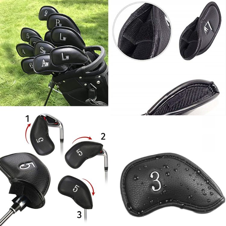12pcs Thick Synthetic Leather Golf Iron Head Covers Set 4