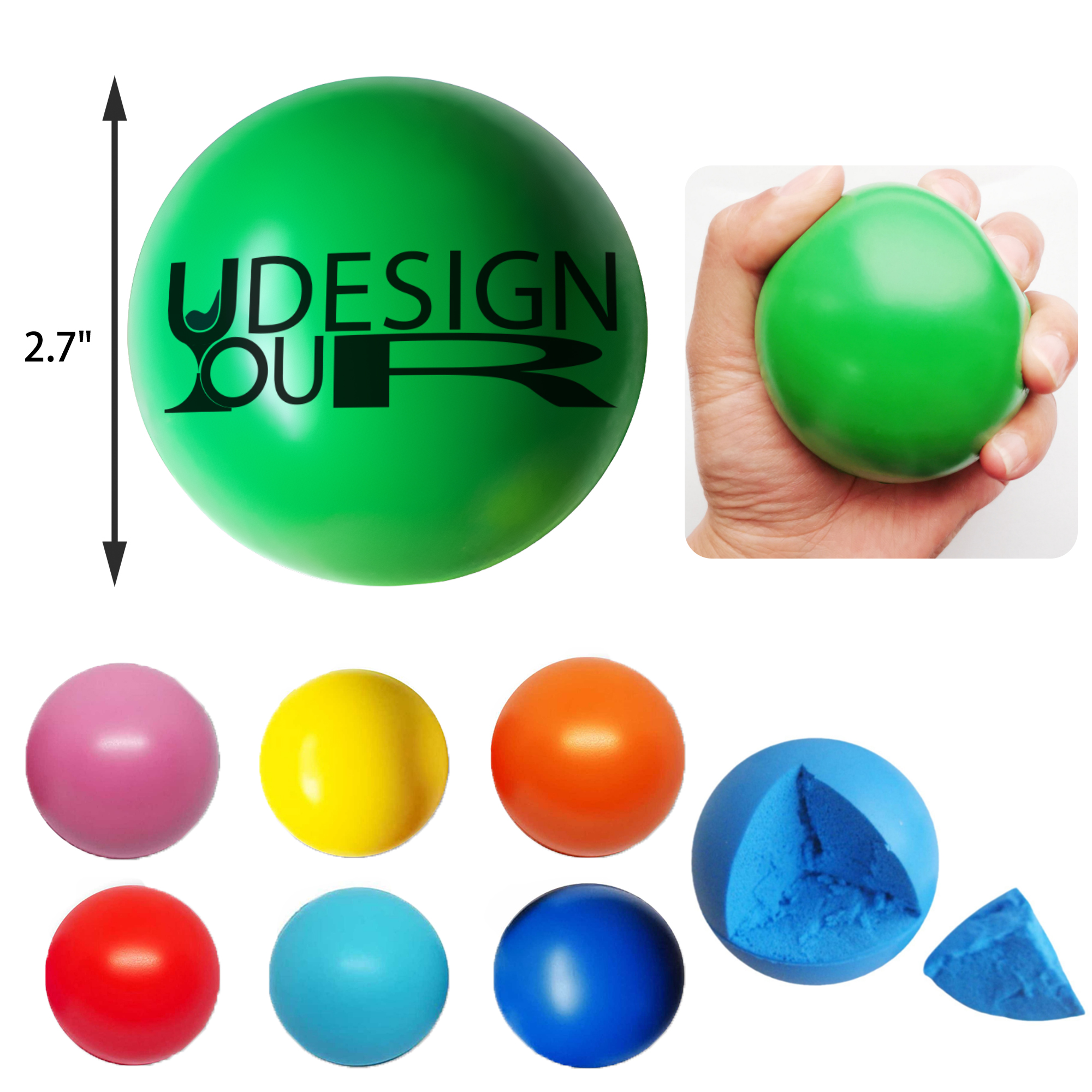 MOQ 50 PCS Soft 2.7 In Stress Relief Grip Ball 5