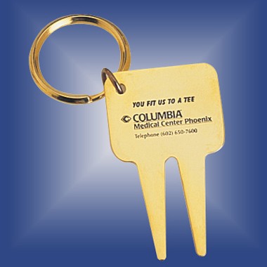 GOLD PLATED GOLF DIVOT KEY RING 1