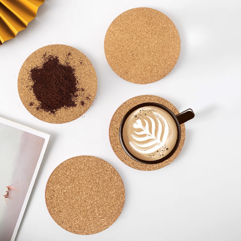 4 Inch Round Natural Cork Coaster 1