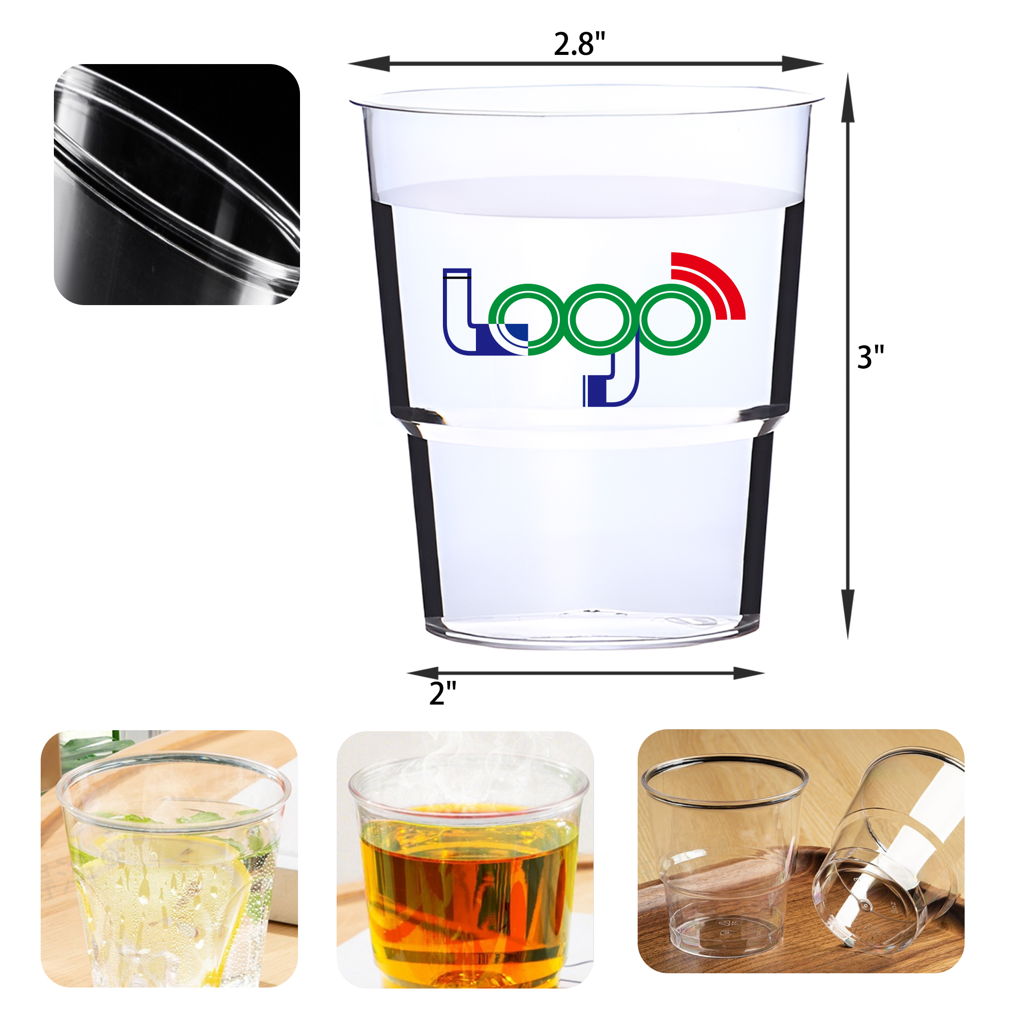 6 OZ Clear Disposable Plastic Cup, custom paper cup with logo imprint 3