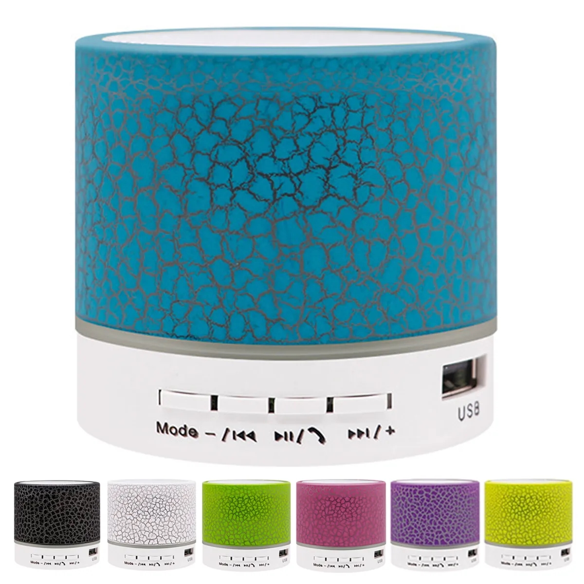 Portable Crack Wireless Mini BT Speaker with LED Light 7