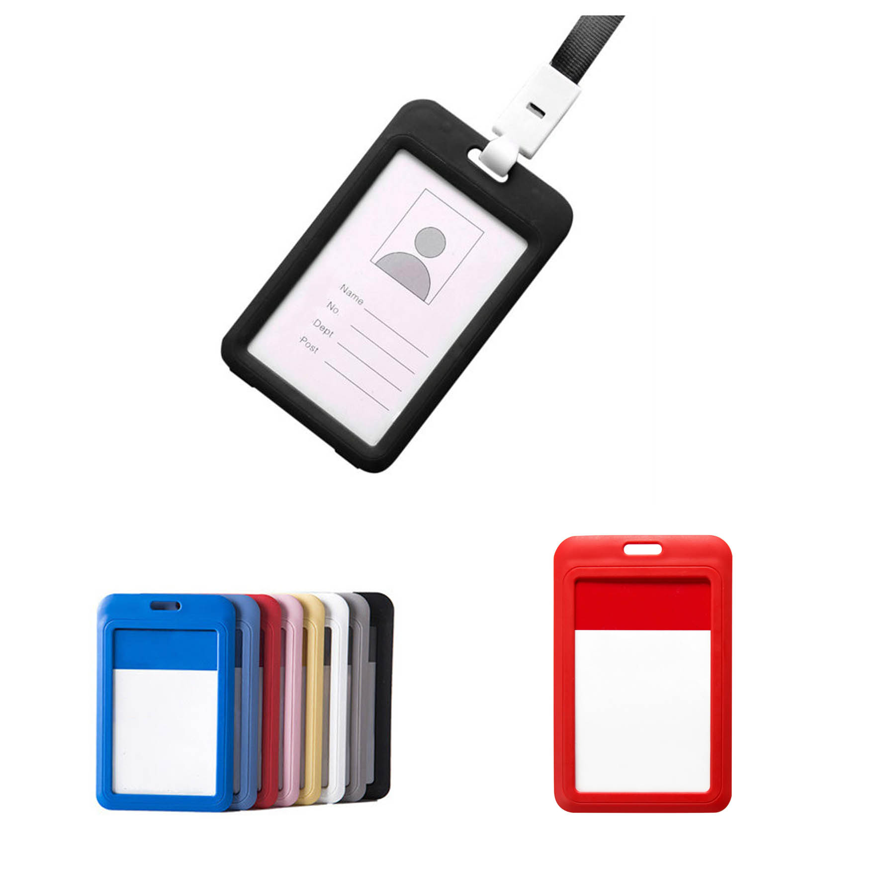 Plastic ID Card Holder With Lanyard Neck Strap 2
