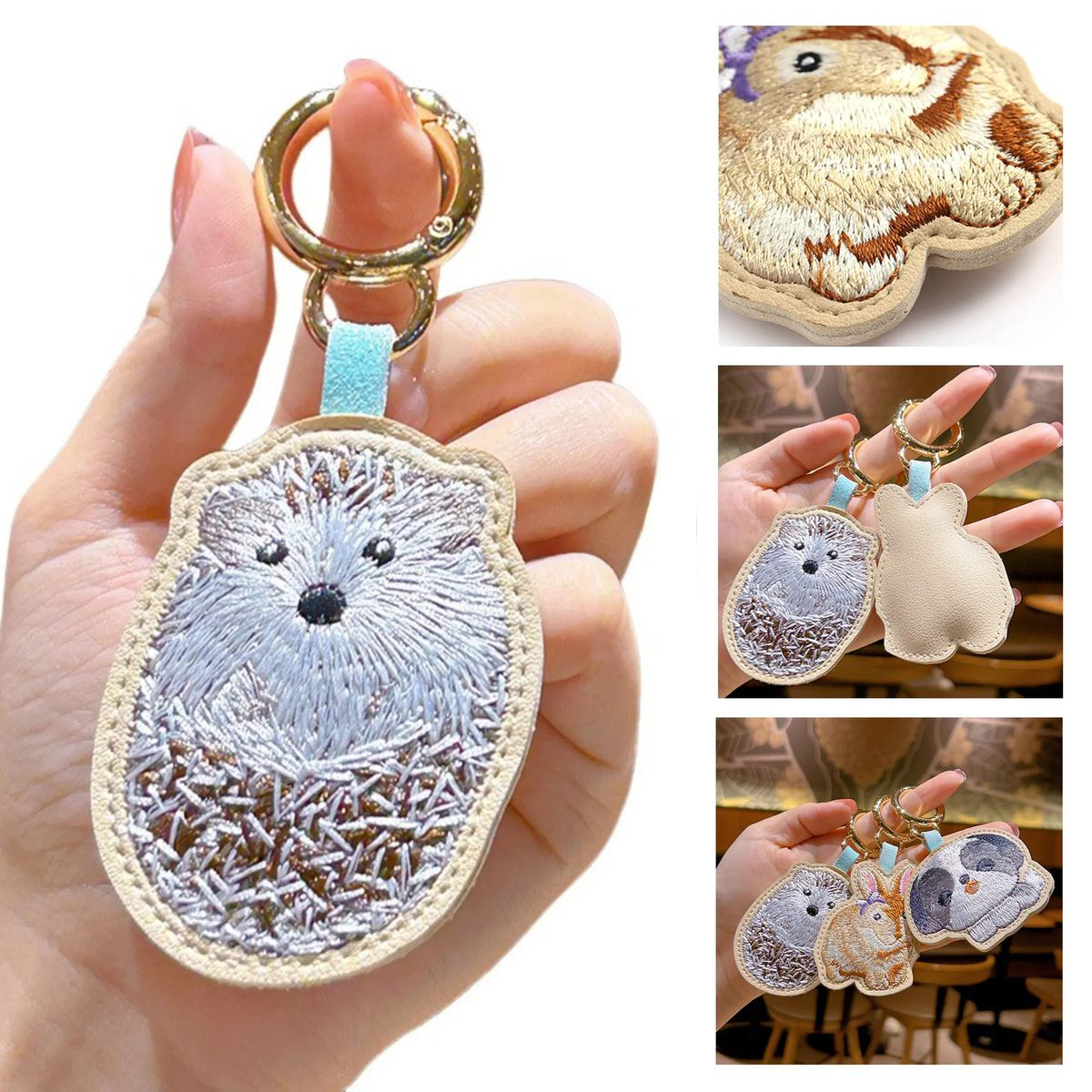 PU Leather Square Travel Keychain 1