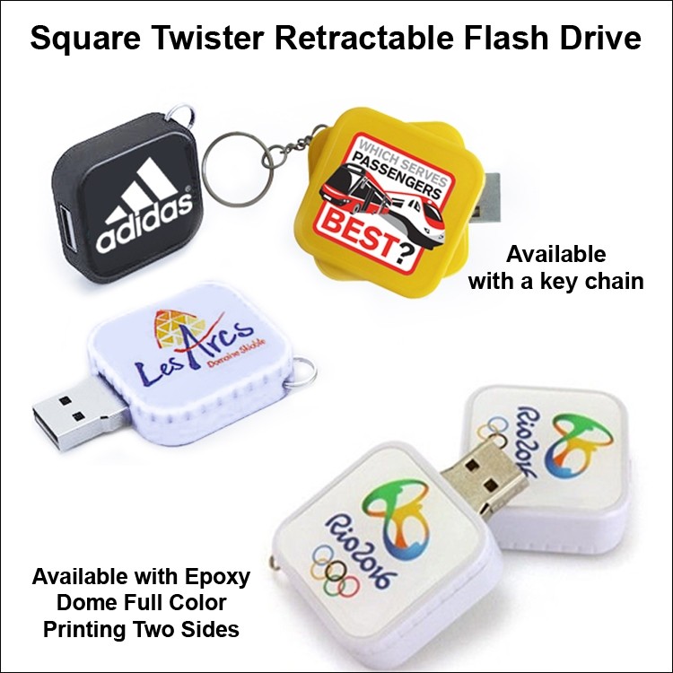 Square Twister Flash Drive / USB - 128 MB Memory
