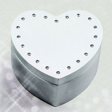 Brushed Finish Heart Box w/Crystals 2