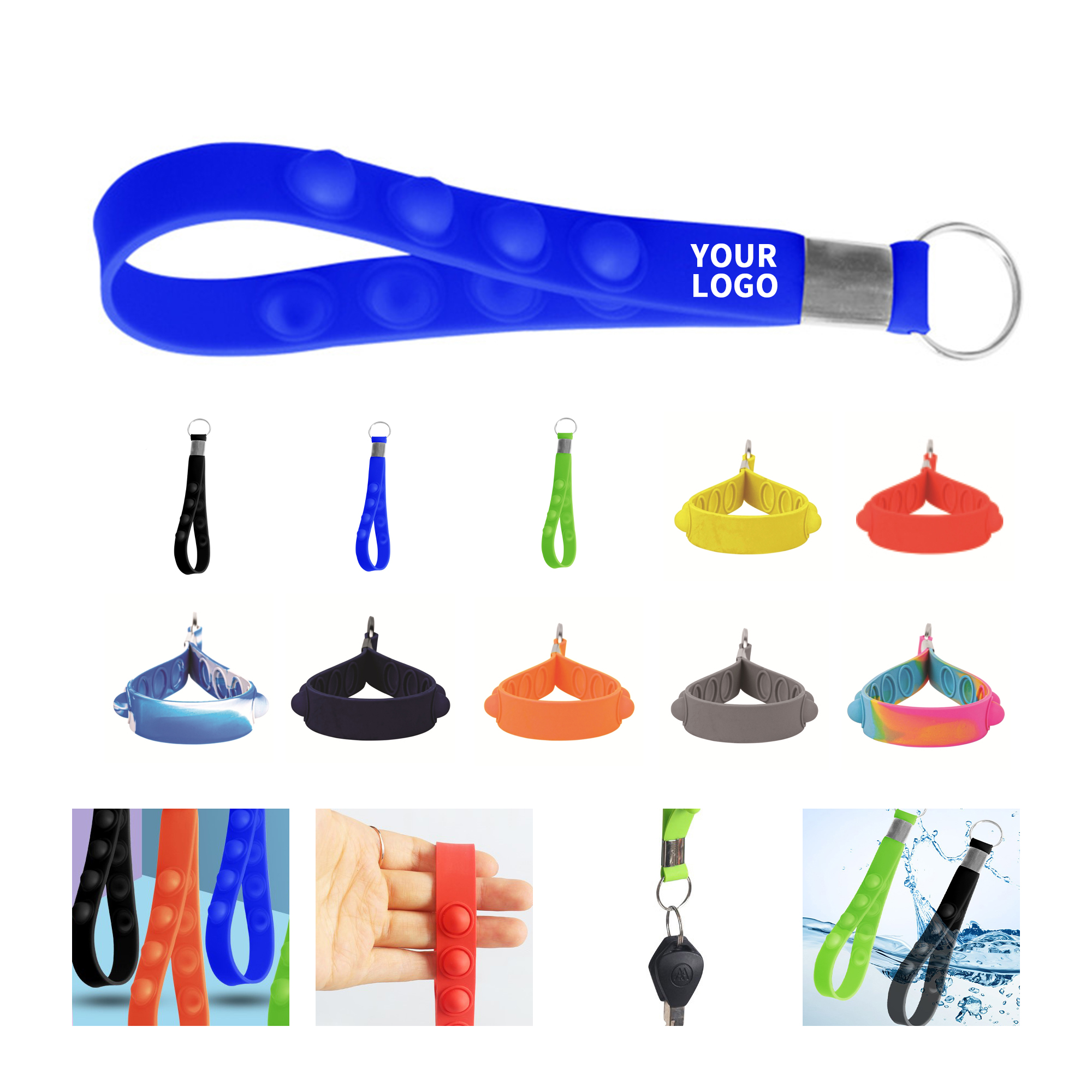 Silicone Key Strap With Split Ring 6" Length X 0.7" Width 3