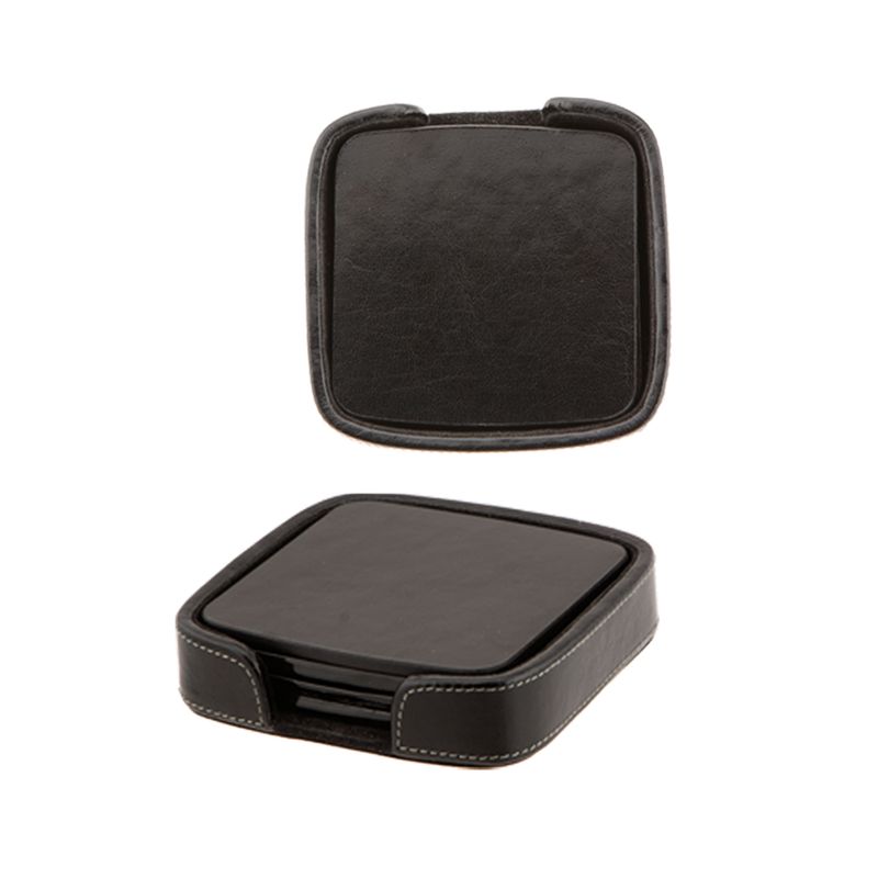 Atlantis Bonded Leather Square Coaster Set