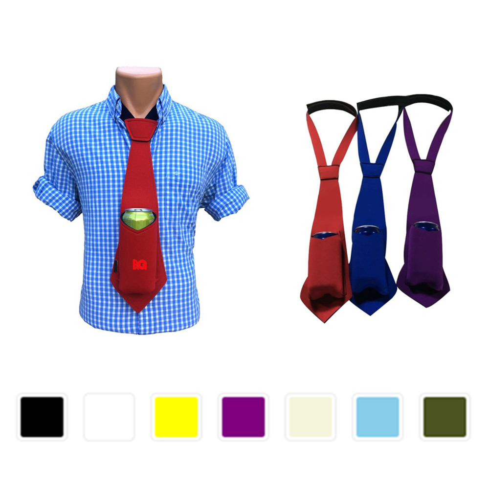 Neoprene Neck Tie Can Cooler, custom koozie with logo imprint 3