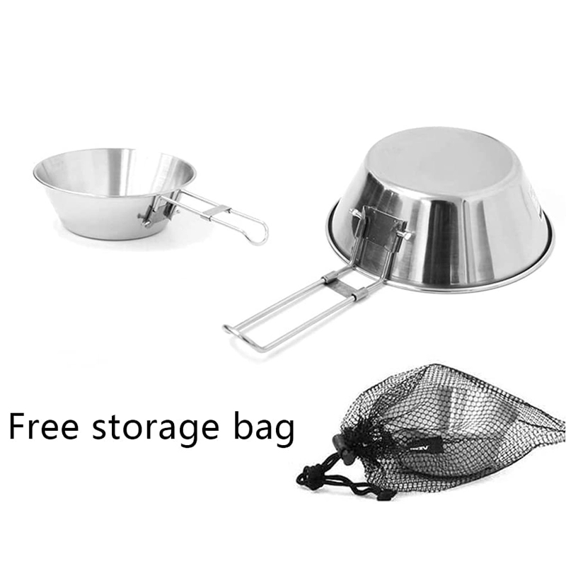Outdoor Stainless Steel Bowl With Folding Handle 2