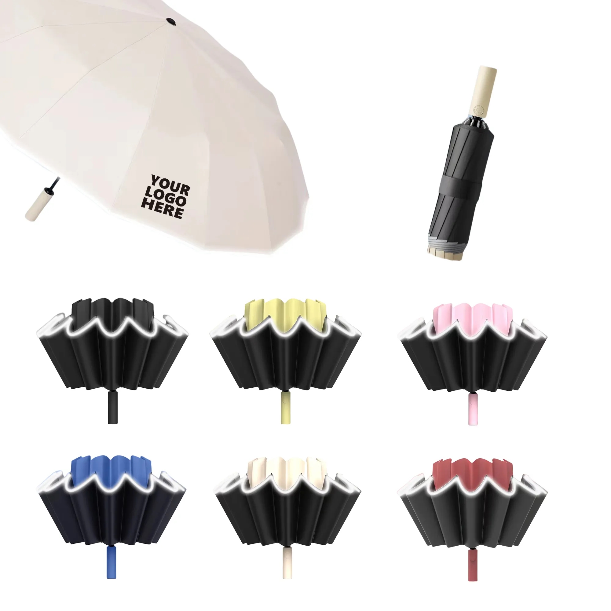12 Ribs Automatic Rain Sun Inverted Umbrella MOQ10