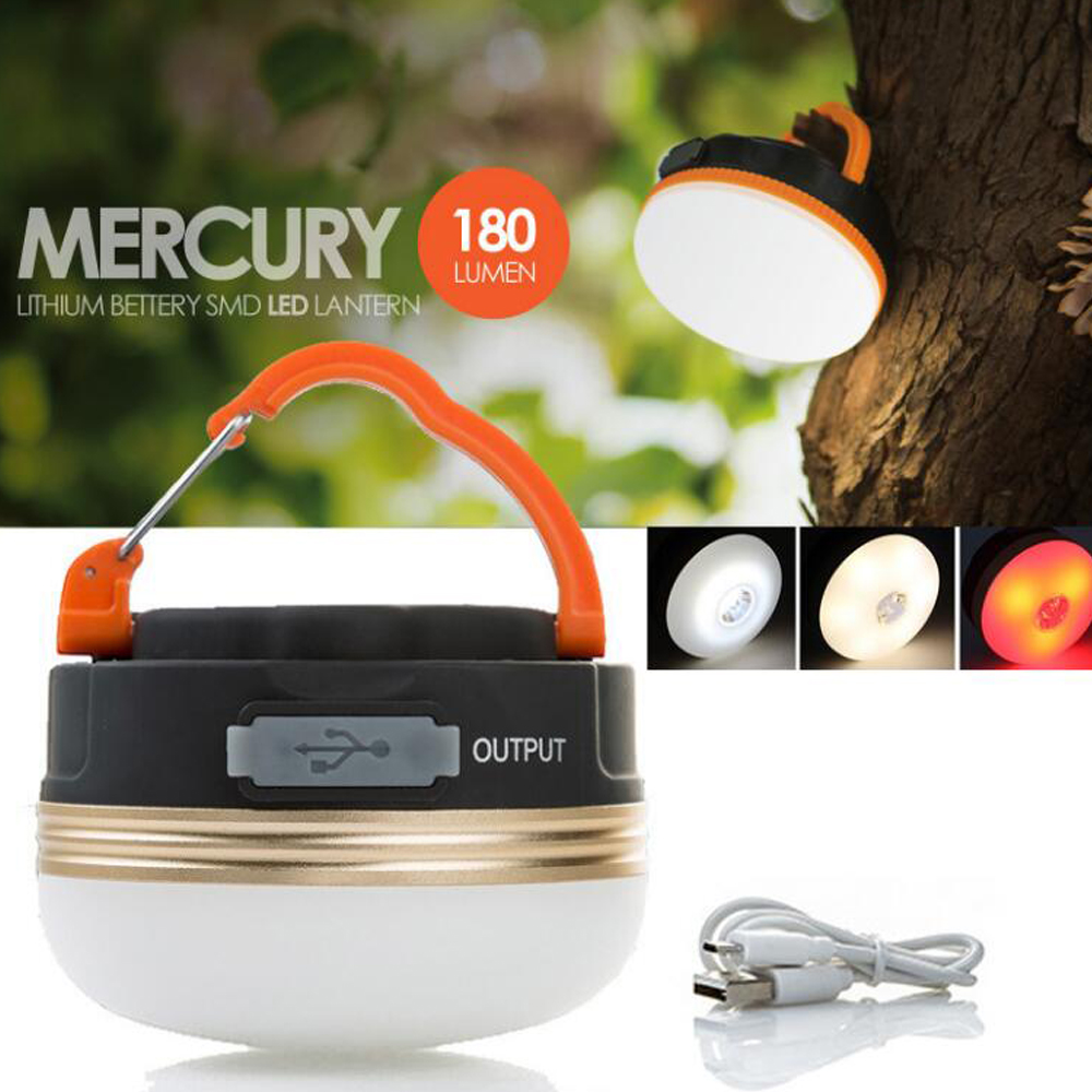 LED Tent Camping Lantern Lamp Light Flashlights USB Power 1