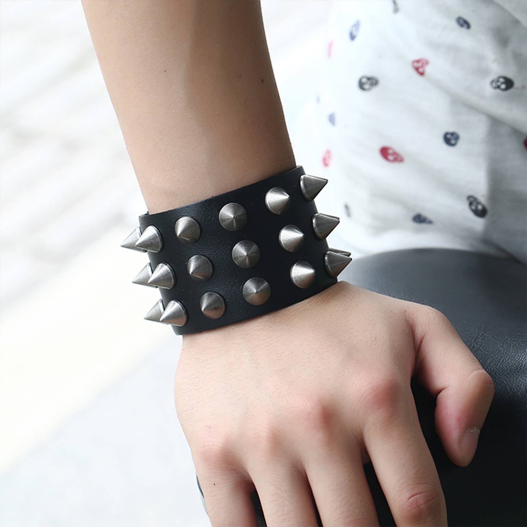 PU Punk hipster bracelet for men 4