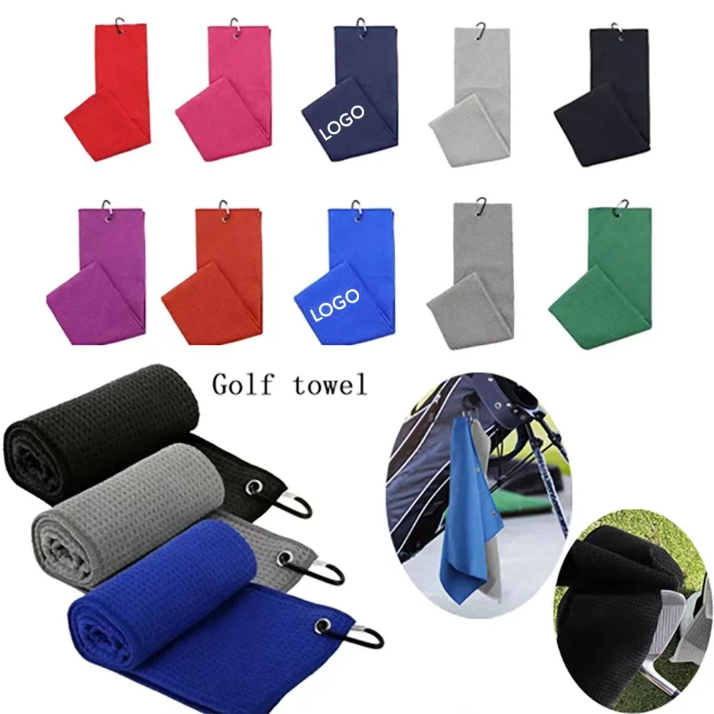 Embroidered Waffle Golf Towels with Carabiner Clip 4
