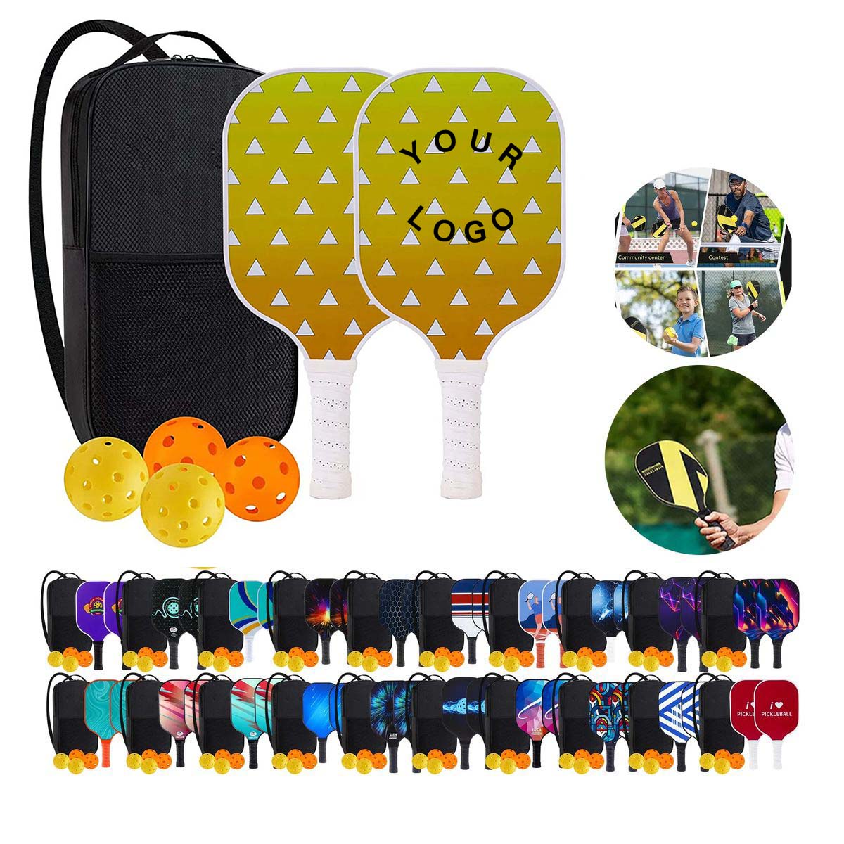 Fiberglass Pickleball Set with Paddles and Balls 91