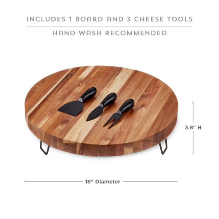 Twine Living® Acacia Footed Cheese Board & Knife Set 2