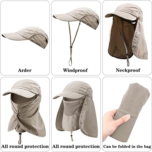 Neck Fishing Sun Protection Detachable Face Flap Hat 8