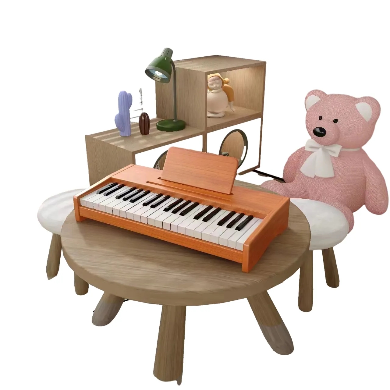 MOQ1 Children's Teaching Wooden 37-Key Piano 5