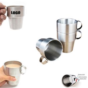 300ml Double Wall Stainless Steel Mug With Collapsible Handles 2