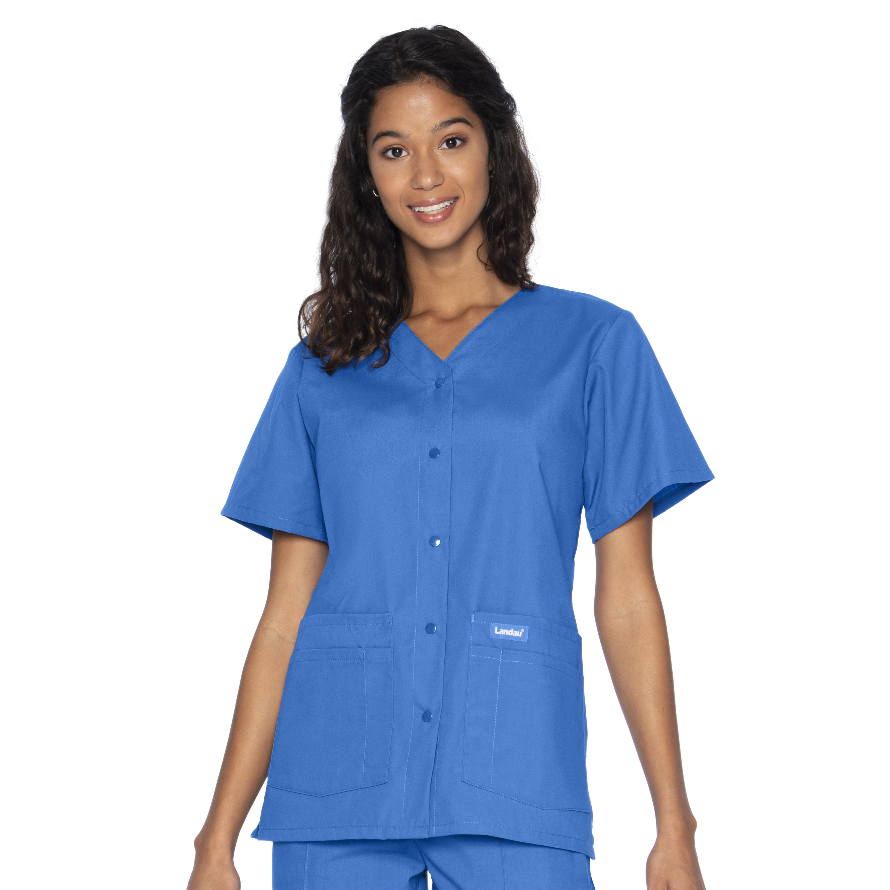 Landau - Essentials - Women's Four-Pocket Snap-Front V-Neck Top 30