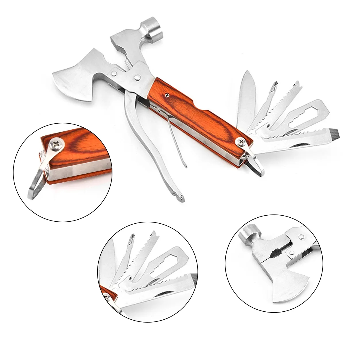 13 in 1 Compact Multi-Tool Axe with Wood Handle 3