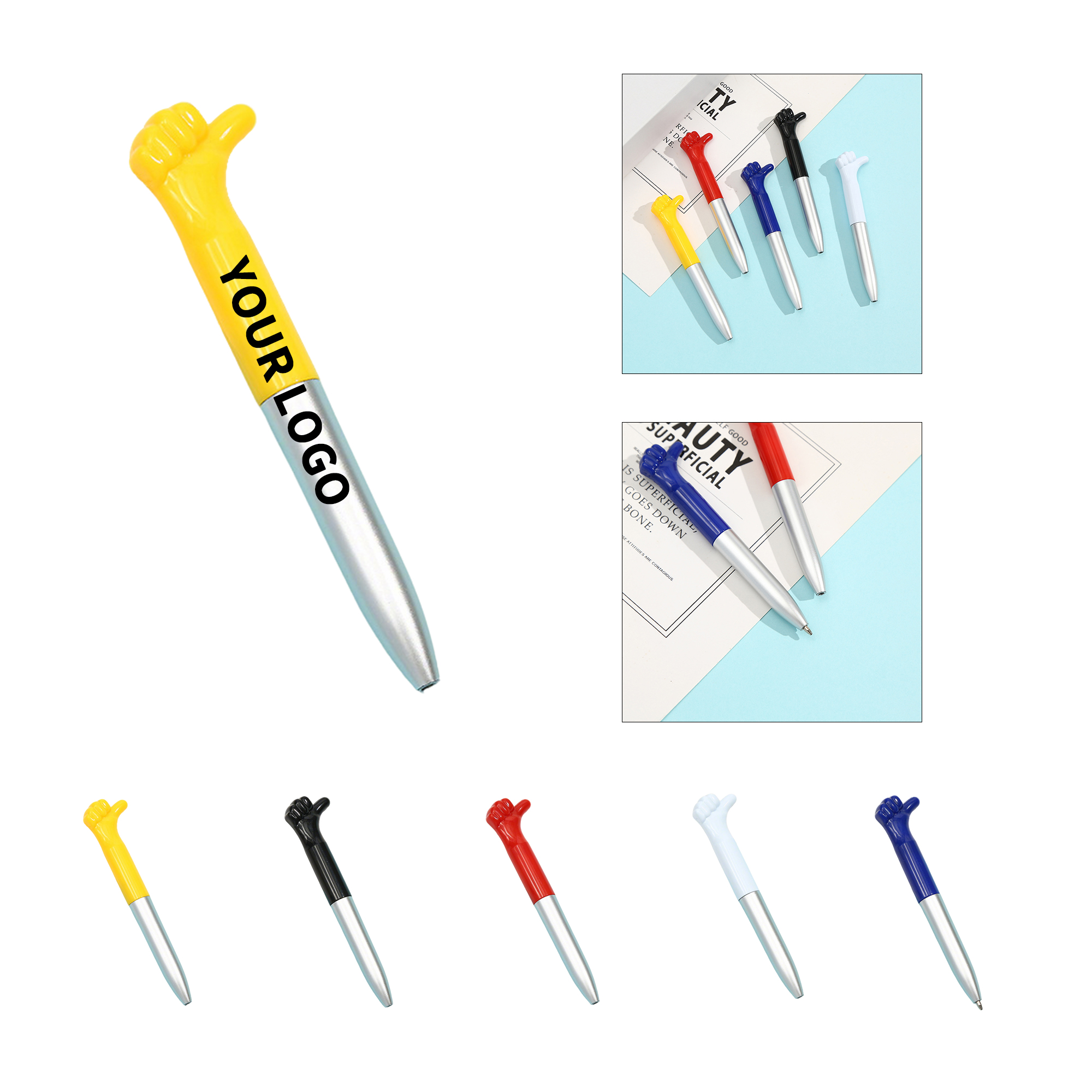 Plastic Thumbs Up Stylus Retractable Pen 5