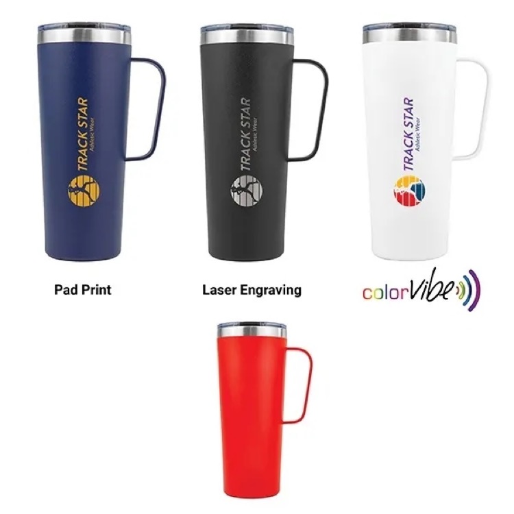 28 Oz. SipTek Powder Coated Mug w/Clear Slid Lid