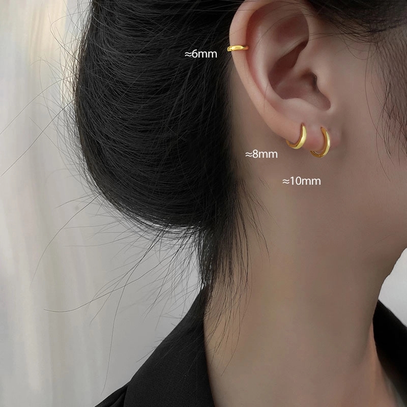 Minimalist Gold Huggie Hoop Earrings 4